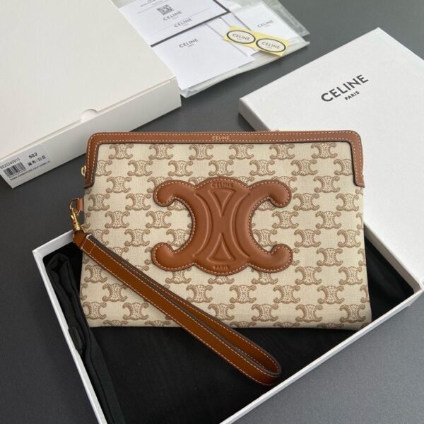 Celine Triomphe Clutch Beige