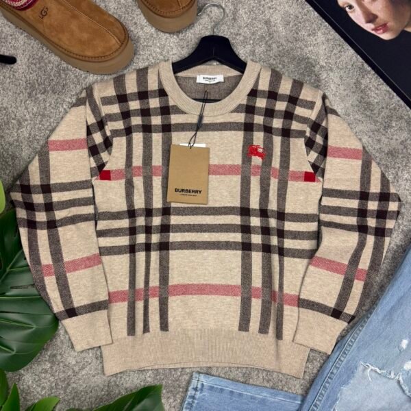 Burberry Džemper Beige / Black / Red