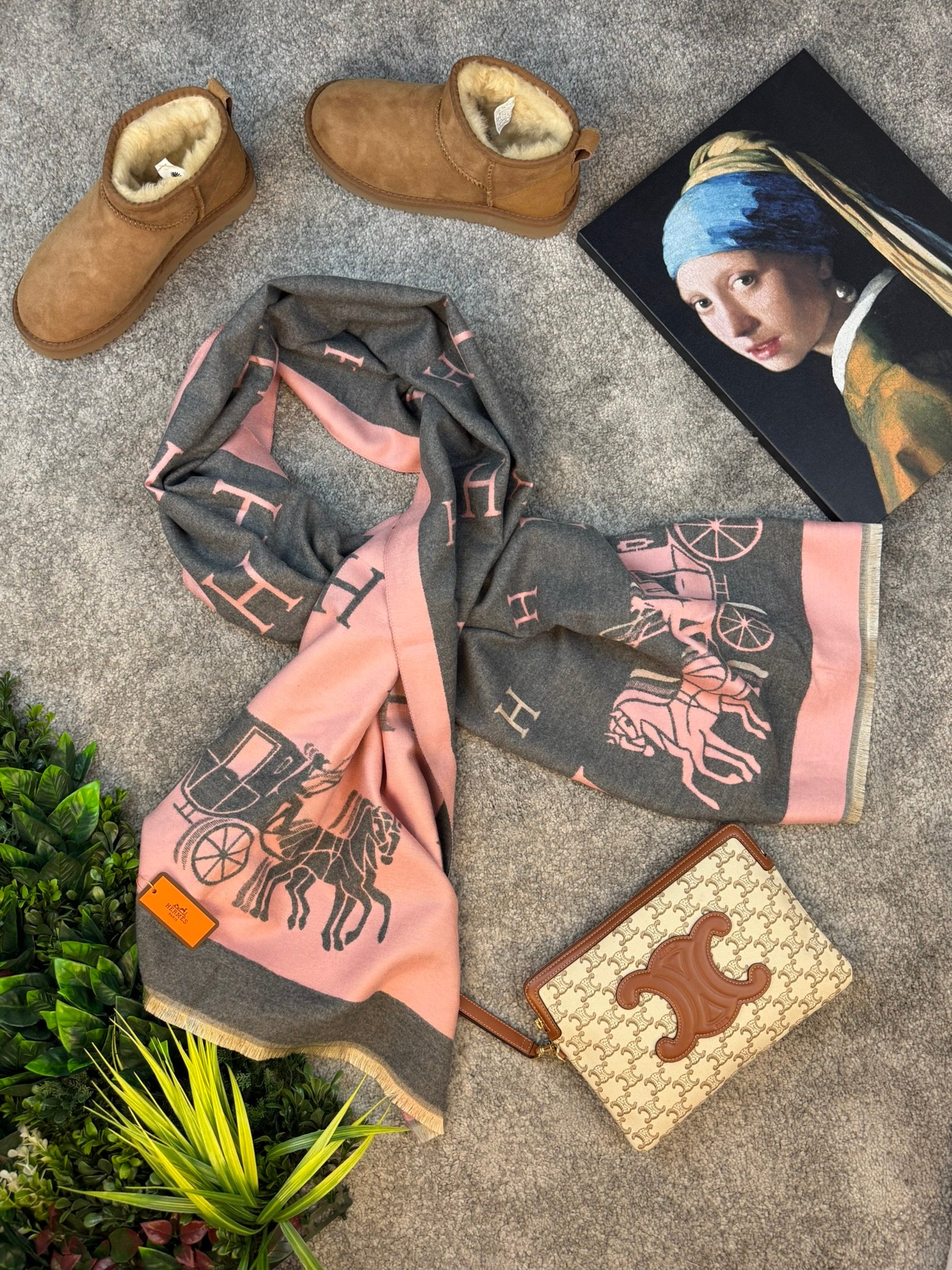 Hermes Šal Grey/Pink