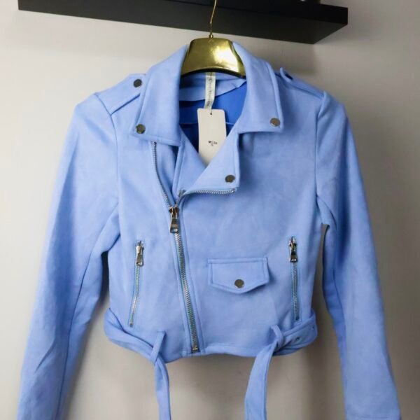 C'est Monique biker jakna Suedette Pastel Blue