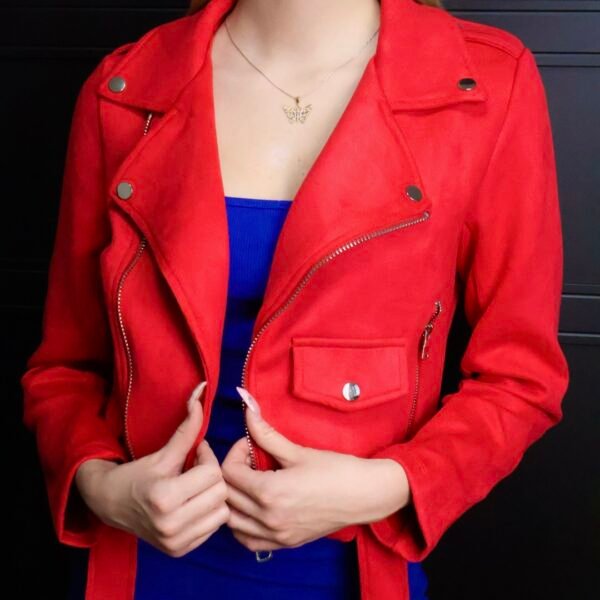 C'est Monique biker jakna Suedette Red