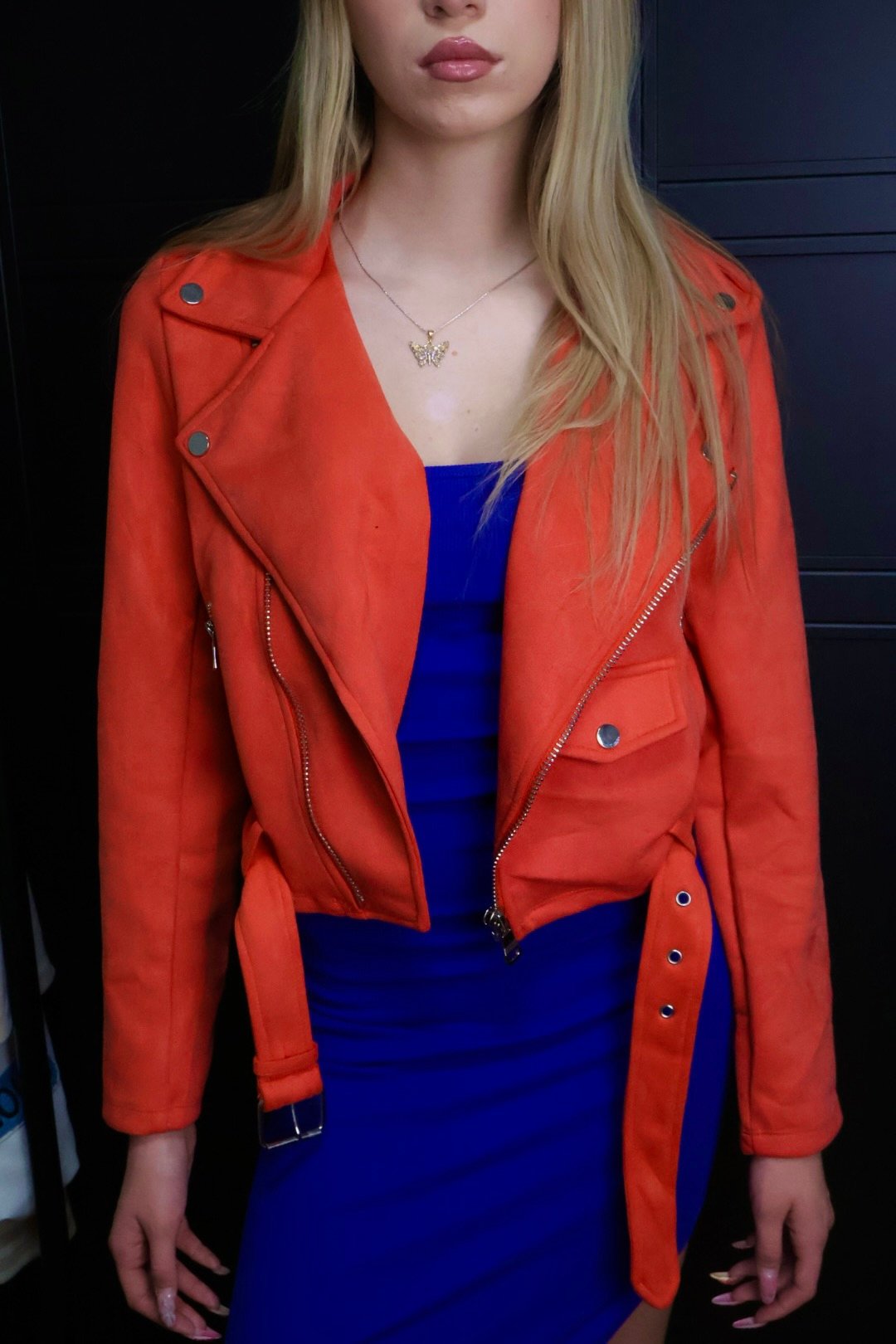 C'est Monique biker jakna Suedette Orange - Slika 5