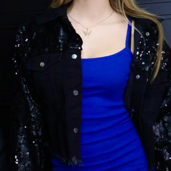 Denim Jakna Black Paillette