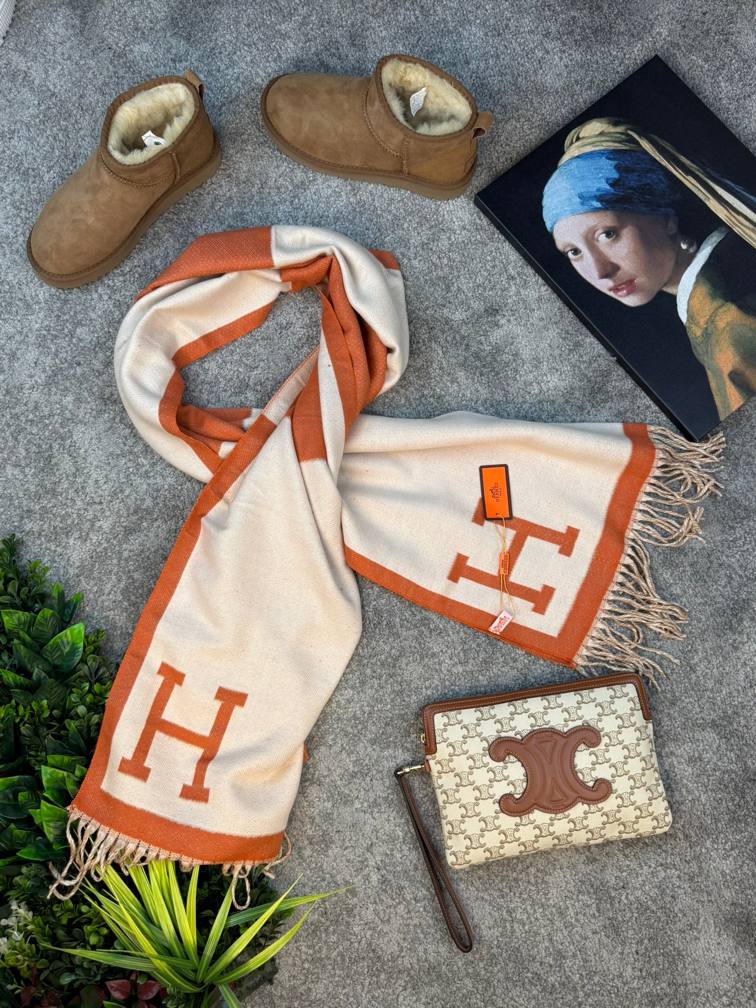 Hermes Šal Orange/White