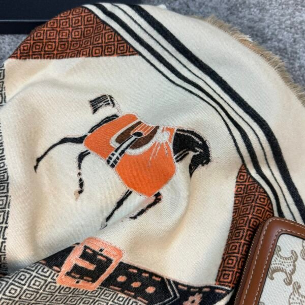 Hermes Šal Orange/Brown/Beige