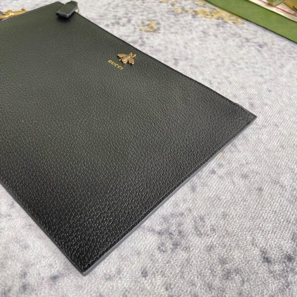 Gucci Animalier Bee Clutch Black Leather