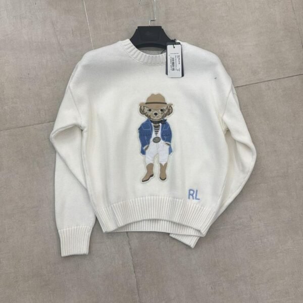Ralph Lauren Hamptons Spring Polo Bear Silk Sweater "White"
