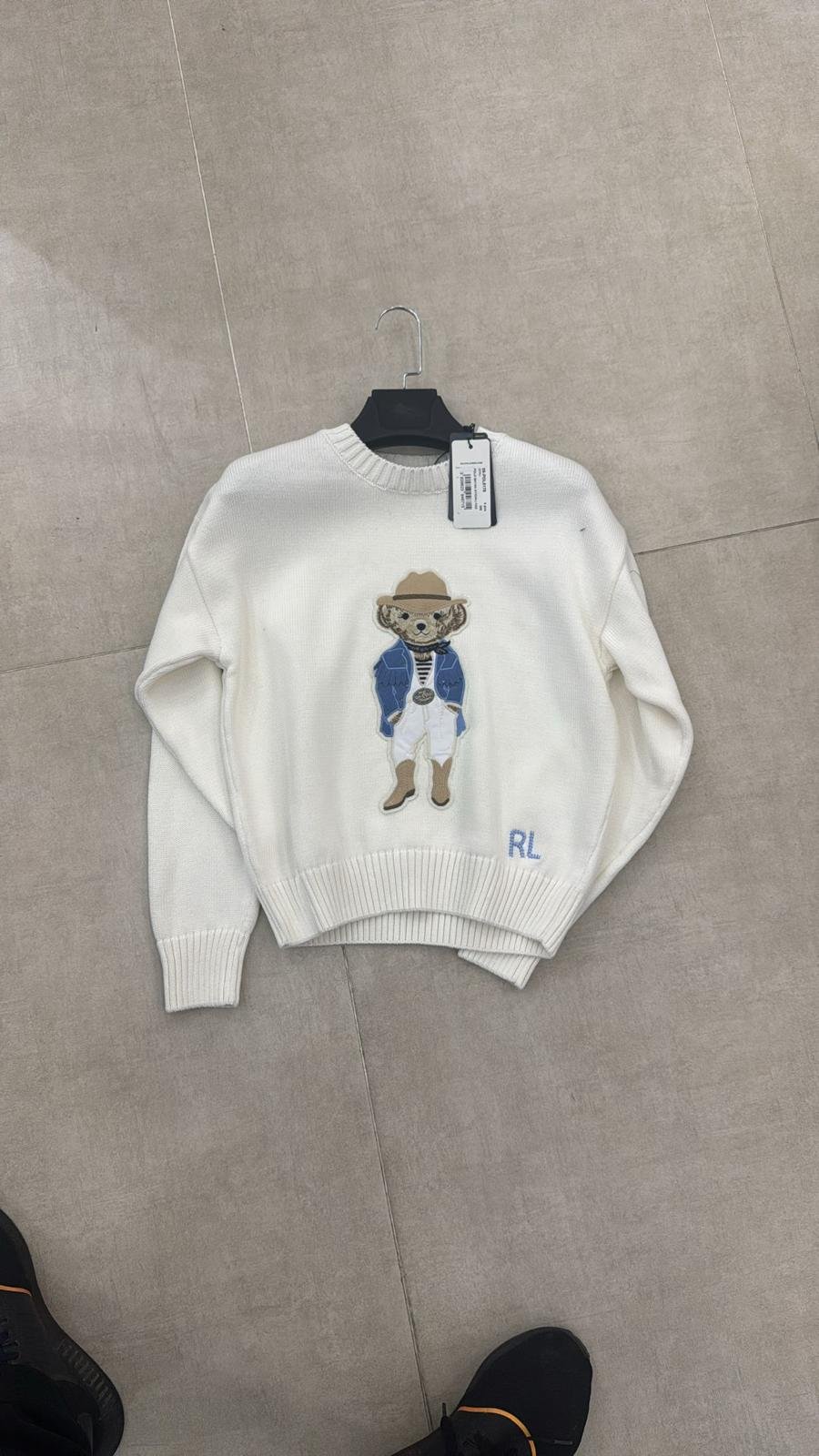 Ralph Lauren Hamptons Spring Polo Bear Silk Sweater "White"