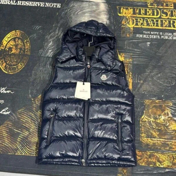 Moncler Black Bormes Hooded Down Prsluk "Blue"