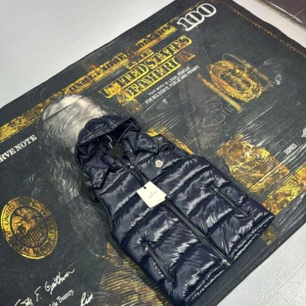 Moncler Black Bormes Hooded Down Prsluk "Blue"