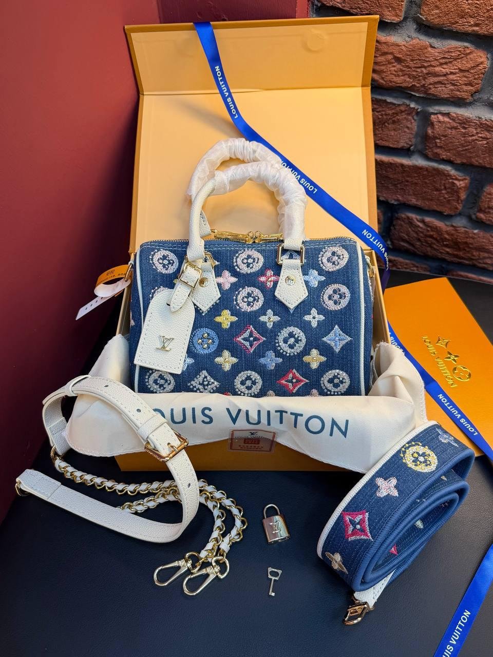 Louis Vuitton Nano Speedy Denim Blue - Slika 8