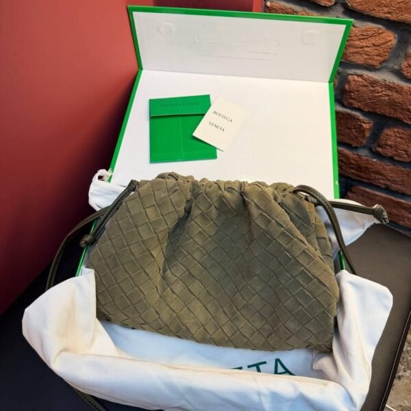 Bottega Veneta Suede Woven Shoulder Bag "Cypress"