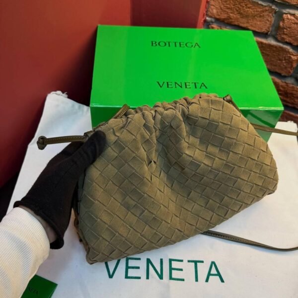 Bottega Veneta Suede Woven Shoulder Bag "Cypress"