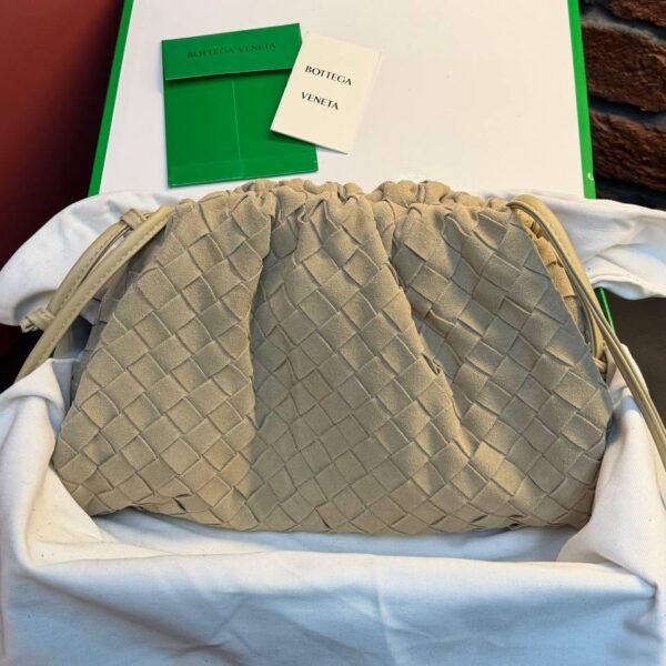 Bottega Veneta Suede Woven Shoulder Bag "Beige"