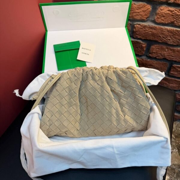 Bottega Veneta Suede Woven Shoulder Bag "Beige"