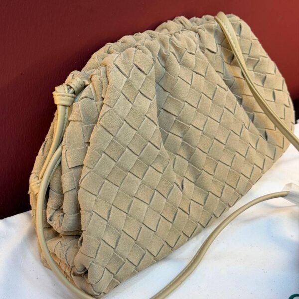 Bottega Veneta Suede Woven Shoulder Bag "Beige"