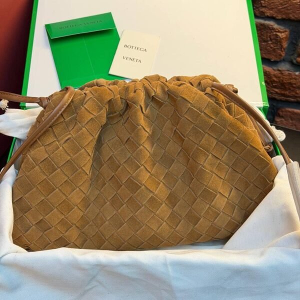 Bottega Veneta Suede Woven Shoulder Bag "Brown"