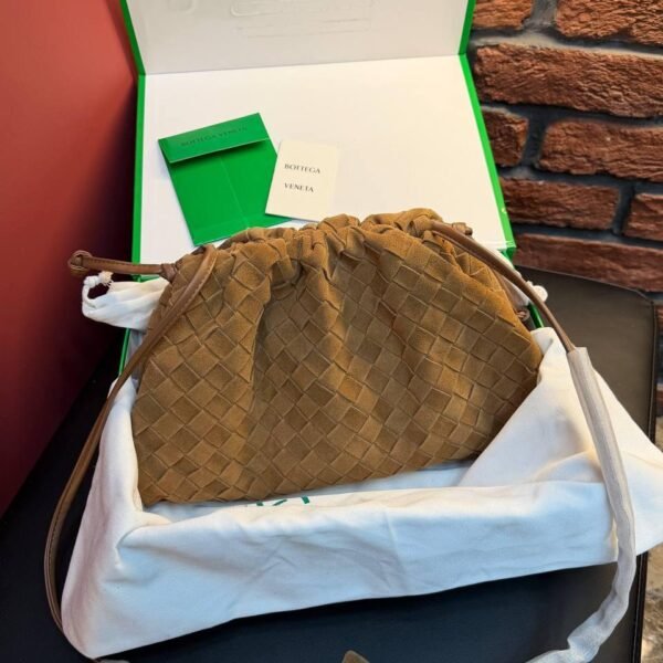 Bottega Veneta Suede Woven Shoulder Bag "Brown"