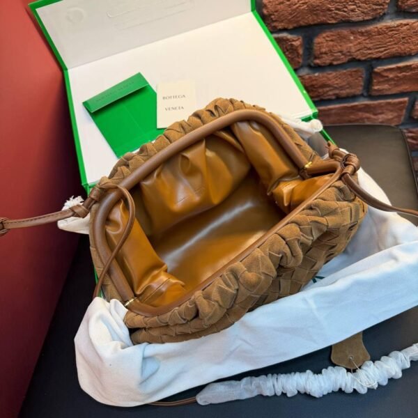 Bottega Veneta Suede Woven Shoulder Bag "Brown"