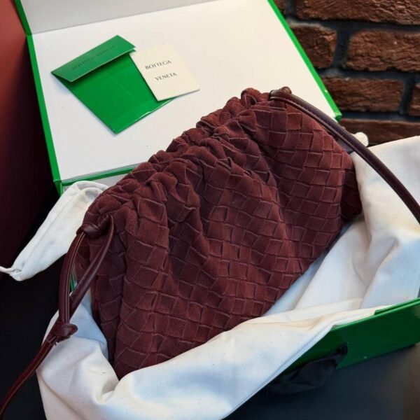 Bottega Veneta Suede Woven Shoulder Bag "Burgundy"