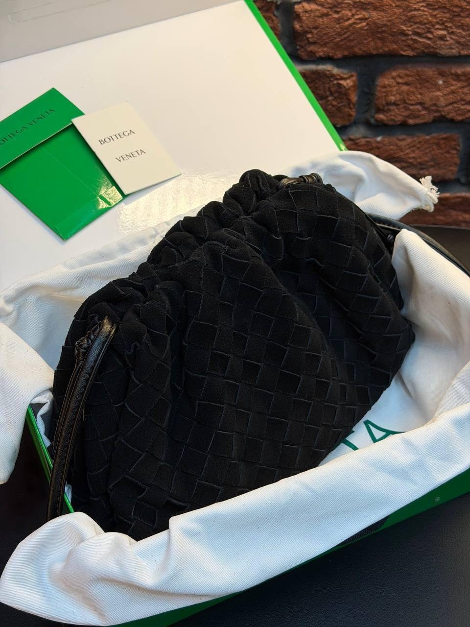 Bottega Veneta Suede Woven Shoulder Bag "Black" - Slika 3