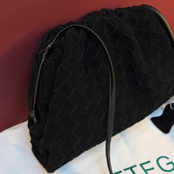 Bottega Veneta Suede Woven Shoulder Bag "Black"