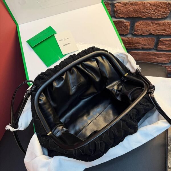 Bottega Veneta Suede Woven Shoulder Bag "Black"