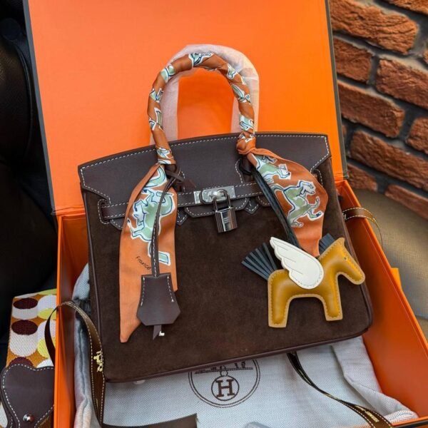 Hermes Birkin 25 Bag Suede "Dark Brown"