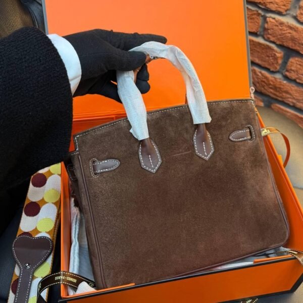 Hermes Birkin 25 Bag Suede "Dark Brown"