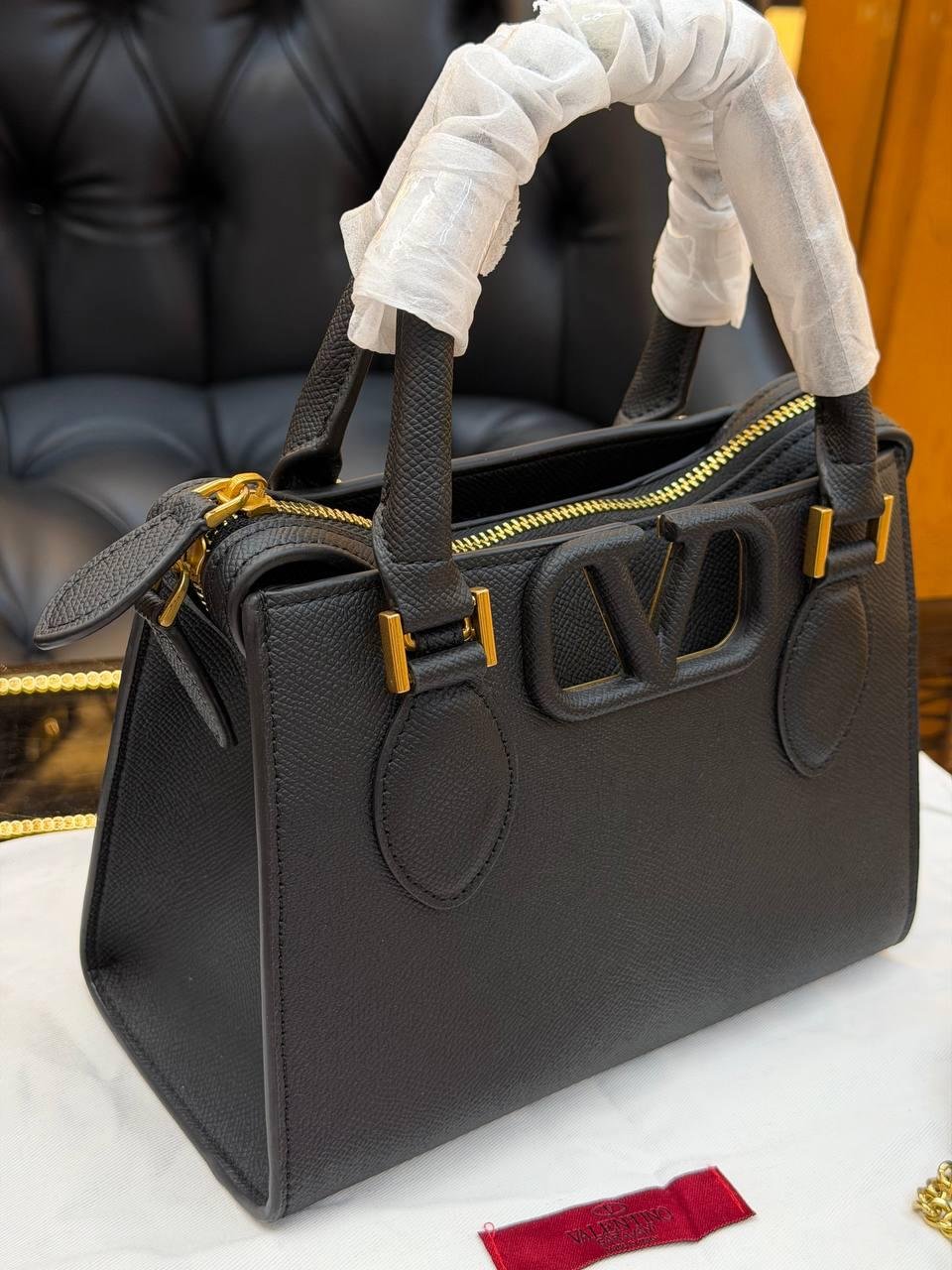 Valentino Garavani Small Vsling Leather Top-handle Bag "Black"